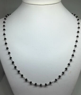 COLLANA ARGENTO MODELLO ROSARIO ONICE SFACCETTATA RODIATA CM 40  CM 78 EXPLOIT - Immagine 1 di 4