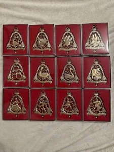 Vintage Torino Creations Gold Tone 12 Days Of Christmas Ornaments - Picture 1 of 8