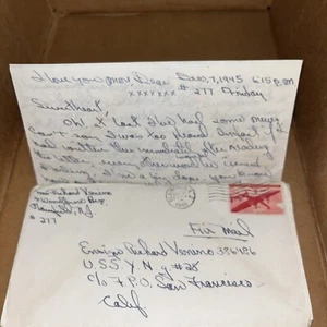 1945 Love Letter Post WWII to US Navy Ensign G I GI Bill Of Rights College +More - Picture 1 of 4