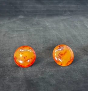 Vintage Faux Tortoise Marbled Screw Back Button Earrings - Picture 1 of 4