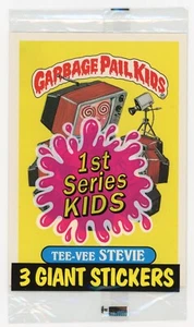 TEE-VEE STEVIE 1986 GARBAGE PAIL KIDS 1st Ser GIANT STICKER PACK *Sealed in Pack - Picture 1 of 2