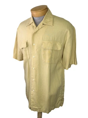 Mark Shale льняная рубашка M средний короткий рукав на пуговицах одиночная игла винтажный - Изображение 1 из 4