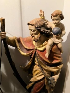 Grosser Heiliger Christophorus - ca 70 Jahre alt - aus Suedtirol - Holz / Farbe - Bild 1 von 4