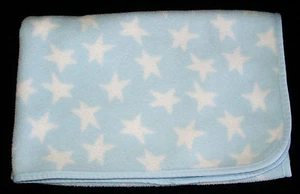 Messages From The Heart Blue White Stars Baby Blanket Fleece - Picture 1 of 2