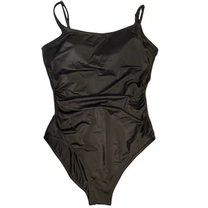 Christina Swimsuit Womens 14 Black One Piece Ruched Open Back Adjustable NWT - Picture 1 of 13