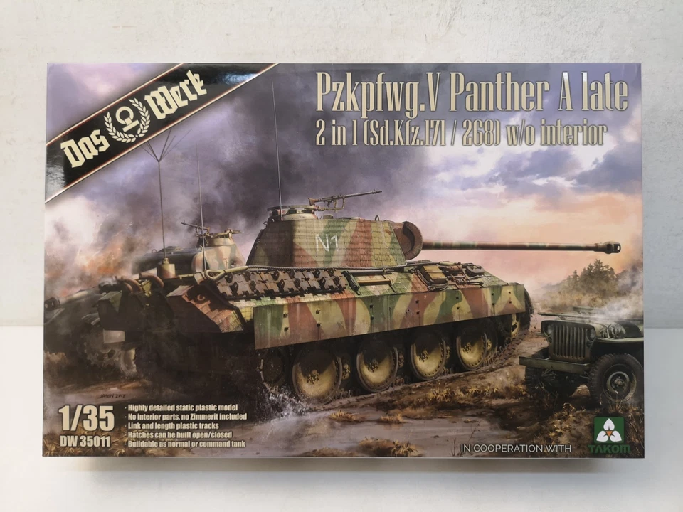 Pzkpfwg. V Panther Late No Interior Kfz. 268 171 Takom DW 35011 1/35 Chiuso-D28 - Immagine 1 di 4