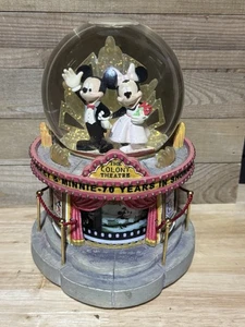Vintage Disney Mickey & Minnie Mouse Snow Globe Light Up 70 Years Colony Theater - Picture 1 of 10
