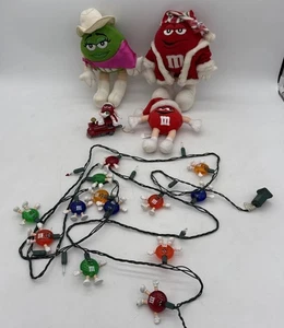Vtg Lot Of M&M MM Christmas String Light 1990s 20 String Set & Ornaments/Plushes - Picture 1 of 21