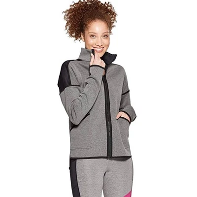 NEW C9 Champion Women's Small Full Zip Gray Activewear Jacket Black Layering - Image 1 of 4