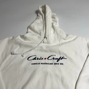 Chris Craft American BoatBuilder 1874 White Sweatshirt White Hoodie THICK 2XL - Picture 1 of 9