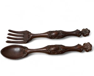 Vintage Ceramic Arnels Brown Spoon Fork Wall Hanging Large Retro 70s Kitchen - Picture 1 of 6
