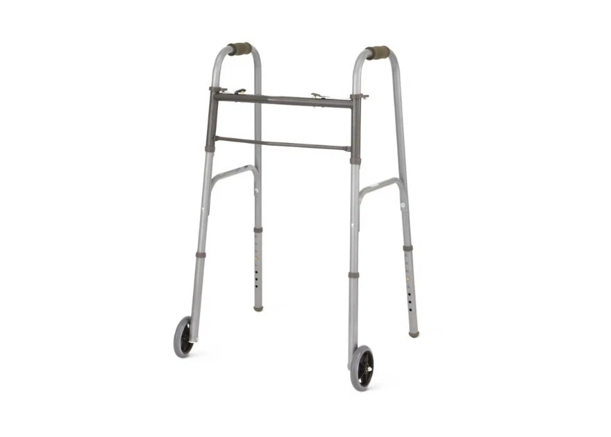 2-кнопочный складной ходунок Medline с колесом 5 дюймов от Medline - Изображение 1 из 2