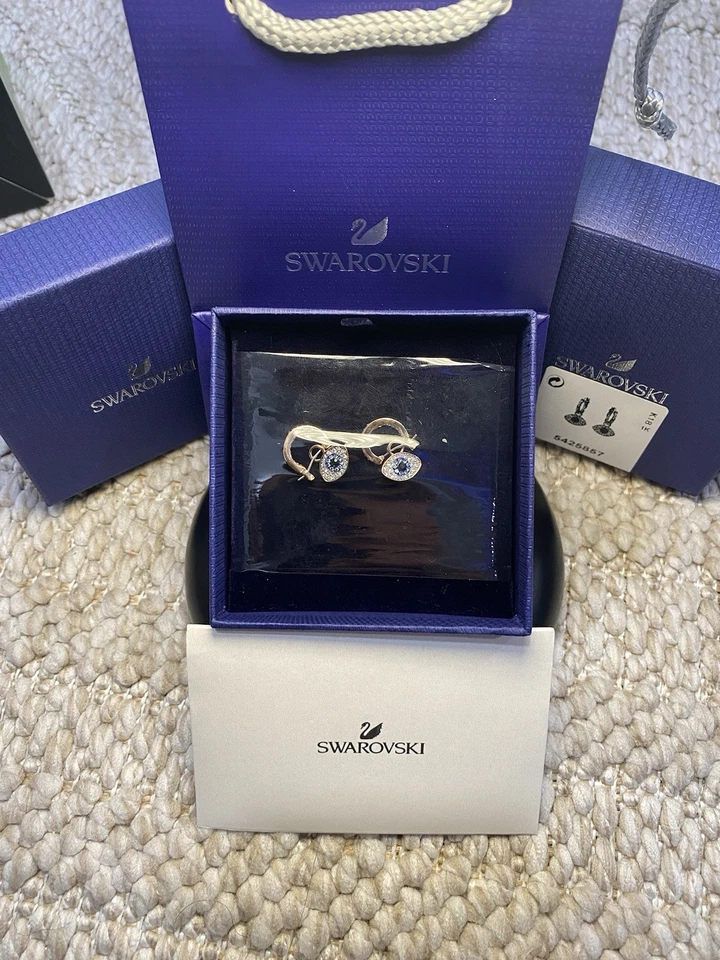 Pendientes de aro simbólicos Swarovski Mal de ojo, azul, tono oro rosa - 5425857 Foto 1 de 4