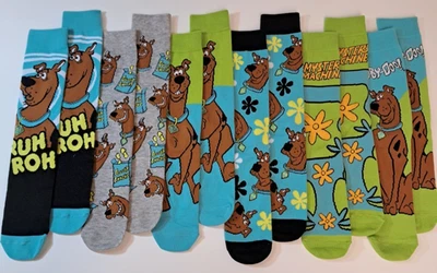 Scooby Doo Socks Men's Casual Crew Socks 6 Pairs Mens Size 8-12 Bioworld NEW - Image 1 of 4