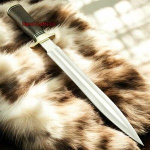 20" Handmade D2 Steel Hunting Bowie Knife with Leather Handle and Leather Sheath - Picture 1 of 12