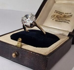 Vintage 9ct Gold Ring Solitaire Very Large Crystal UK size L 1/2 3.5g Gift Box