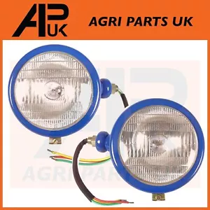 2x Faro Frontal Azul para Ford 2000 2600 3000 3600 4000 4600 5000 Tractor - Imagen 1 de 3