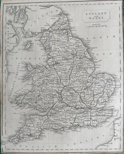 Mapa antiguo de 1842; Inglaterra y Gales por F.P. Becker - Imagen 1 de 2