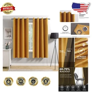 Thermal Insulated Grommet Velvet Curtains - Soundproof & Light Blocking, 2 Pcs - Picture 1 of 10