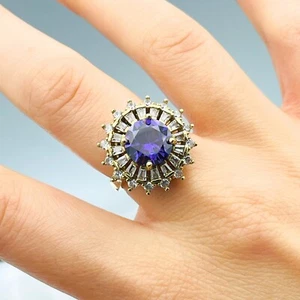 Damenring simulierter Amethyst Stein 925 Sterlingsilber türkische Handarbeit Schmuck - Bild 1 von 11