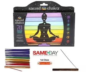 Sacred Chakra 7 Fragrance Incense Stick Variety Gift Pack - 70 Sticks & Holder - Picture 1 of 7