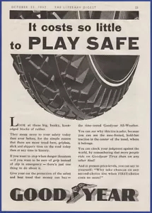Vintage 1932 GOODYEAR All Weather Tread Tires Ephemera 30's Print Ad - Imagen 1 de 1