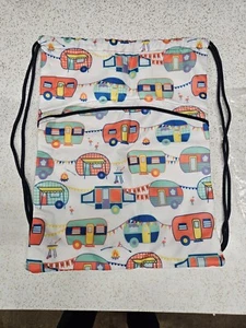 Thirty-One AD28 Happy Campers Cinch Sac Drawstring Backpack - Picture 1 of 5
