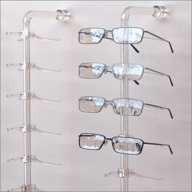 Optical Display - Acrylic Wall Mount Eyewear Display Rod with 10 Regular Y-clips - Image 1 of 1