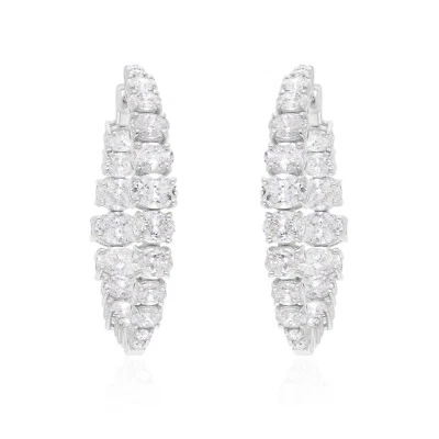 7,43 Ct Echter SI/H Ovaler Diamant Creolen 18k Weißgold Muttertagsgeschenk - Bild 1 von 4