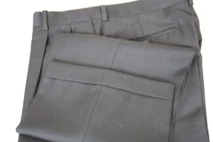 PRONTO UOMO Men's Pant Charcoal Black Pleated Cuffed Wool Gabardine Waist 37x28 - Picture 1 of 7