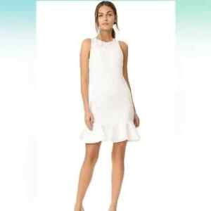 Halston Heritage Ivory Sleeveless Ruffle Shimmer Fitted Cocktail Dress S