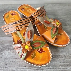 Elite by Corkys sandalo hippie arancione dolce Belize pelle boho zeppa tacco taglia 8 - Foto 1 di 18