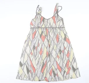 mamas & papas Womens Multicoloured Geometric Cotton A-Line Size 12 V-Neck Zip - Picture 1 of 10