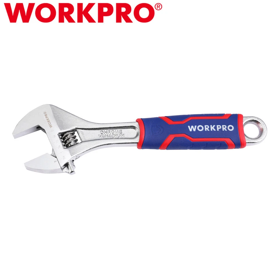 WORKPRO 10inch (250mm) Adjustable Wrench Cr-V Wide Jaw Opening Wrench Metric/SAE - Image 1 of 4