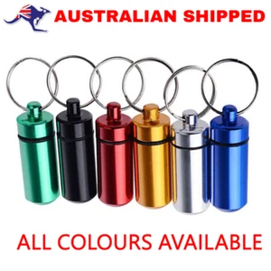Pill Box Bottle Holder Water Proof Aluminum Container Key chain Medicine Case - Picture 1 of 11