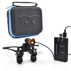 5X 48° Dental Magnifying Loupes with Clip-on Warm/ White LED Headlight + Battery - Picture 1 of 15