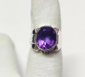 Vintage Silver Amethyst Ring Handmade amethyst ring 12x16 mm Oval - Picture 1 of 7