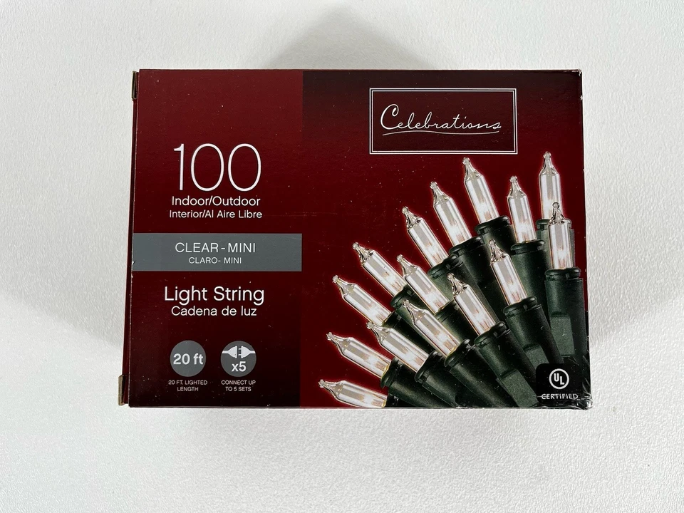 Celebrations 4000-71 Mini Light Set String, 20', 100 Christmas Holiday Lights
