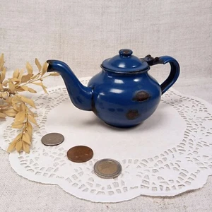 Caffettiera smaltata vintage bollitore blu smalto sovietico vecchia decorazione casale - Foto 1 di 8