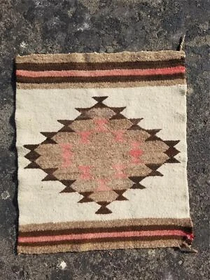 Vintage Traditional Handmade Navajo Native American Wool Rug 20x17 inches - Image 1 of 4