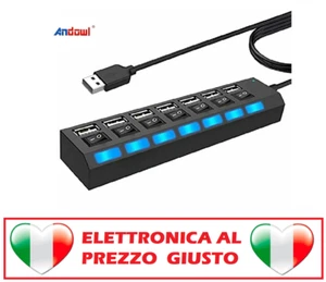Multipresa 7 Porte USB 2.0 Splitter con 7 interruttori sdoppiatore ciabatta   - Foto 1 di 5