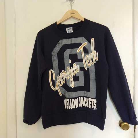 Vintage Georgia Tech Yellow Jackets Sweatshirt M Ebert '90s Cover