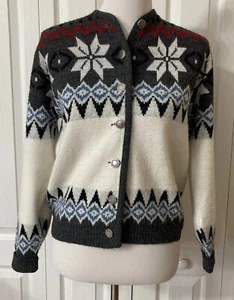 Vintage Lady Puritan Snowflake Cardigan Sweater Womens Size S/M Button Front - Picture 1 of 15