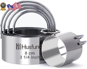 Biscuit Cutter Set round Cookie Cutters with Handle 5 Pieces Stainless Steel - Picture 1 of 12