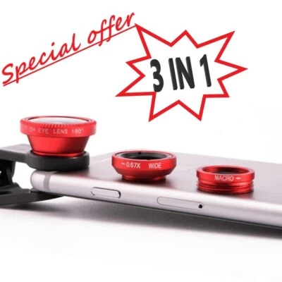 Fish Eye portable Lens 0.67X Wide Angle Zoom Fisheye Macro Lenses Phone Camera - Image 1 of 4