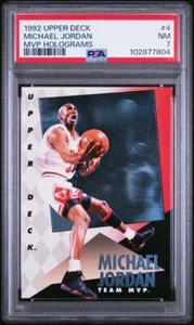 1992 Upper Deck MICHAEL JORDAN Chicago Bulls HOF Card MVP HOLOGRAMS # 4 PSA 7 - Picture 1 of 2