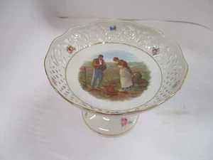 VINTAGE GERMANY PIERCED BOWL/DISH FRAGONARD STYLE SCENE - Picture 1 of 7