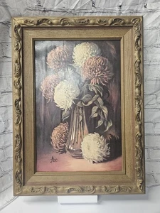 James Lee’s Tall Vintage Framed ‘ Bronze Mums Antique Print - Picture 1 of 17