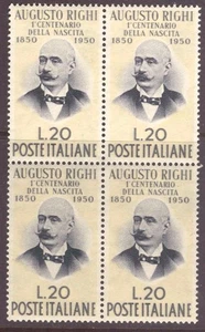PRC_4_62. REPUBLIC. Block of 1950 "CENTEN. AUGUSTO RIGHI" stamp. Sas 633. MNH - Picture 1 of 1