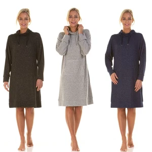 Ladies Brushed Nightdress Nightie Long Sleeve Lounger Size 8-22 - Picture 1 of 4